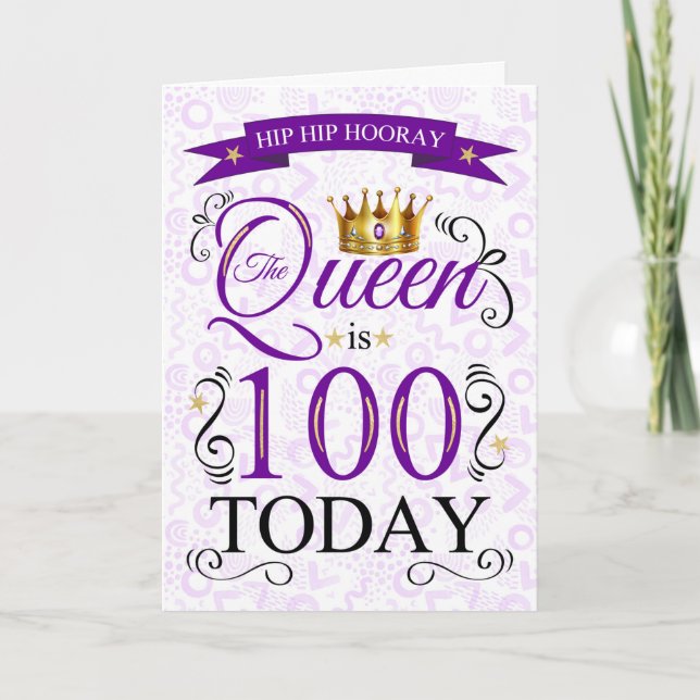 Carte 100e anniversaire La Reine est 100 Aujourd'hui vio (Devant)