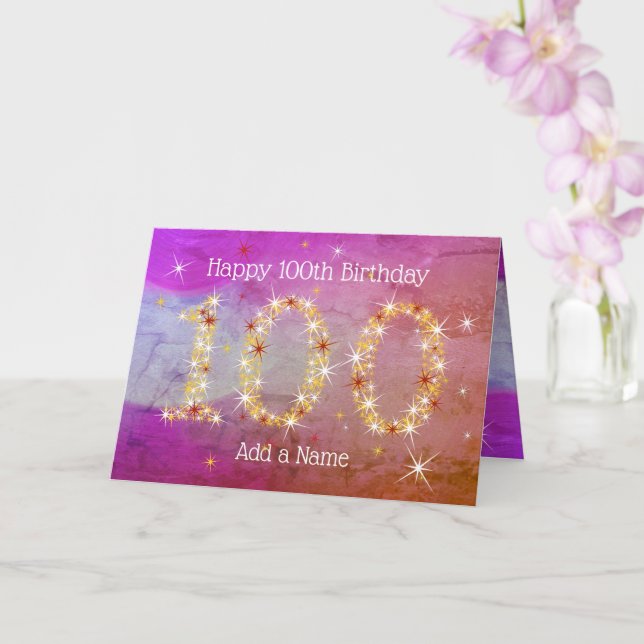 Carte 100e anniversaire - Nombre d'étoiles - âge pourpre (Orchidée)