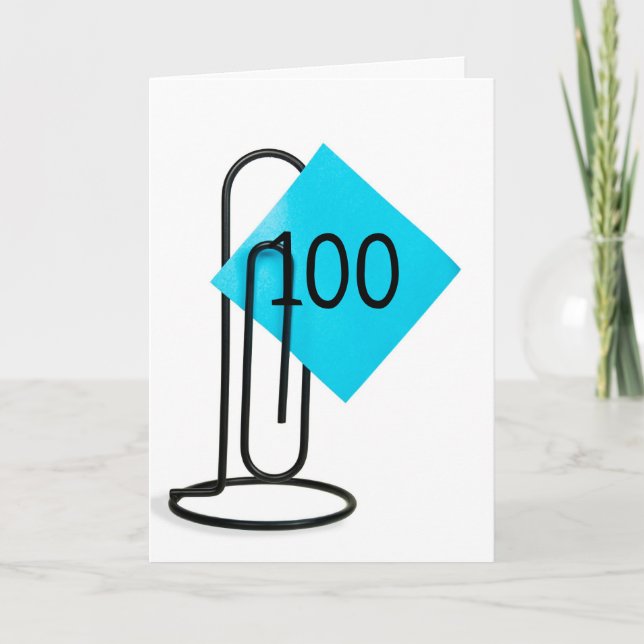 Carte 100e Anniversaire Note sur un clip papier (Devant)