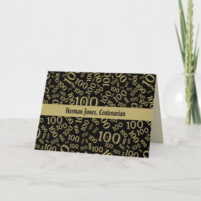 Carte 100e anniversaire Numéro Motif Or et noir (Devant)
