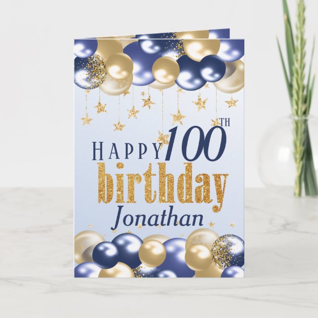 Carte 100e anniversaire Parties scintillant d'or de la M (Devant)
