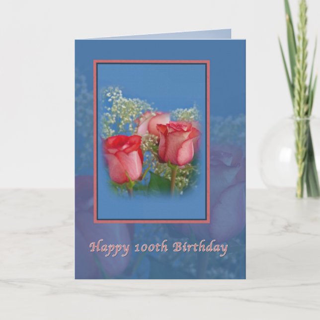 Carte 100e anniversaire, religieux, Roses rouges (Devant)