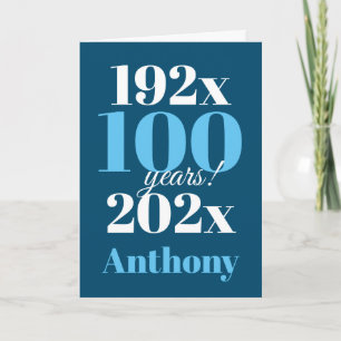 Carte 100e anniversaire Typographie bleue