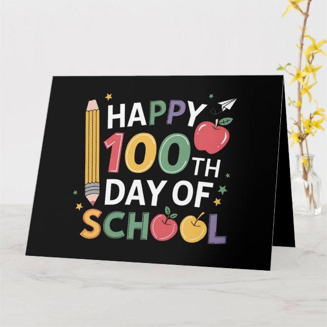 Carte 100e Jour d'école enseignants heureux 100 jours (Fleur jaune)