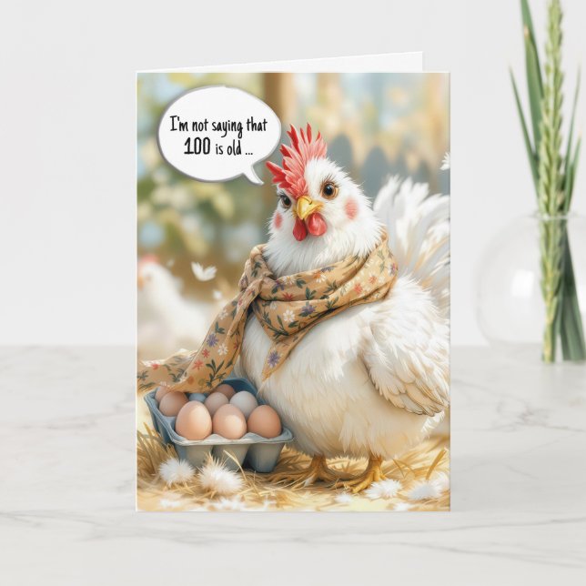 Carte 100th Birthday Hen With Eggs in Carton (Devant)
