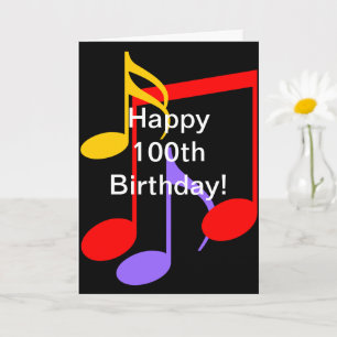 Carte 100th Birthday Music Notes Folded Greeting Card