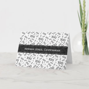 Carte 100th Motif de nombre d'anniversaire noir et blanc