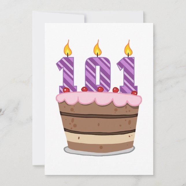 Carte 101 ans sur le gâteau d'anniversaire (Devant)