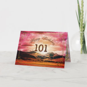 Carte 101 birthday, Sunset over the mountains