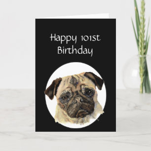 Carte 101e anniversaire Humour animal animal, Carlin chi