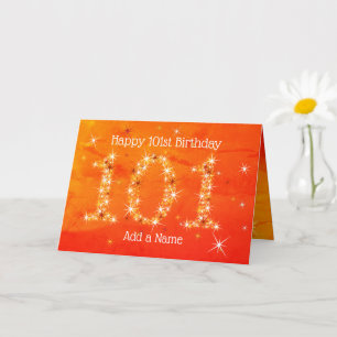Carte 101e anniversaire - Nombres d'étoiles - âge rouge/