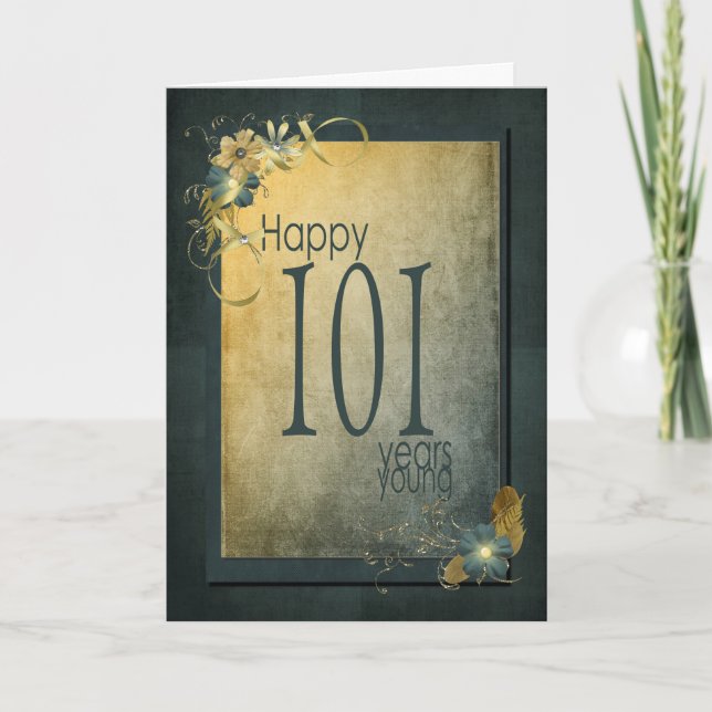Carte 101e Anniversaire vintage (Devant)