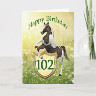 Carte 102e anniversaire avec un cheval