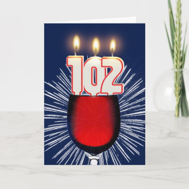 Carte 102e anniversaire avec vin et bougies (Devant)