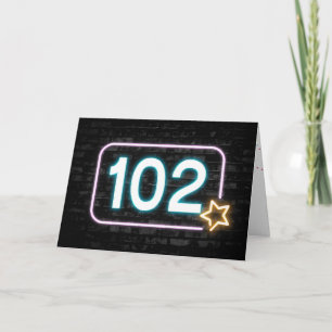 Carte 102e anniversaire néon Connexion mur en briques