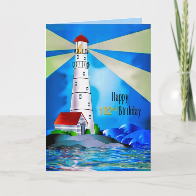 Carte 102e phare d'anniversaire de phare de lumière pour (Devant)