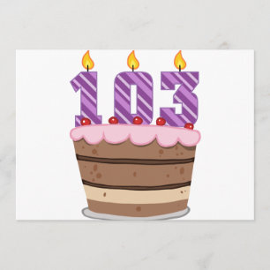 Carte 103 ans sur le gâteau d'anniversaire