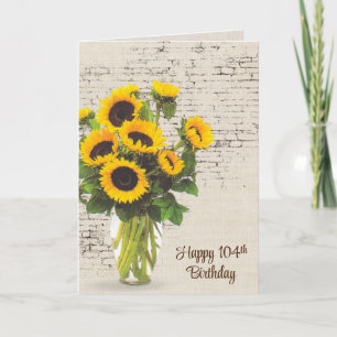 Carte 104e Anniversaire Bouquet de tournesol en brique