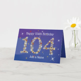 Carte 104e anniversaire - Nombre d'étoiles - Bleu - 104 