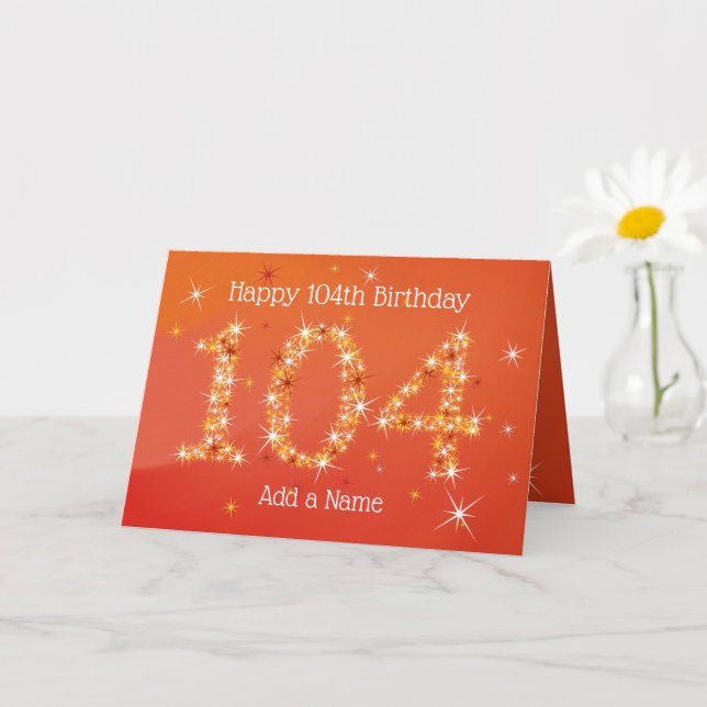 Carte 104e anniversaire - Nombre d'étoiles - Rouge - 104 (Petite plante)