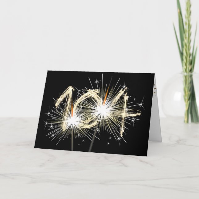 Carte 104e anniversaire Sparklers en noir (Devant)