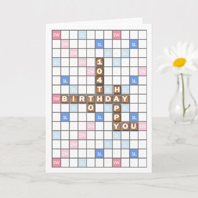 Carte 104e anniversaire, Word Game Board (Petite plante)