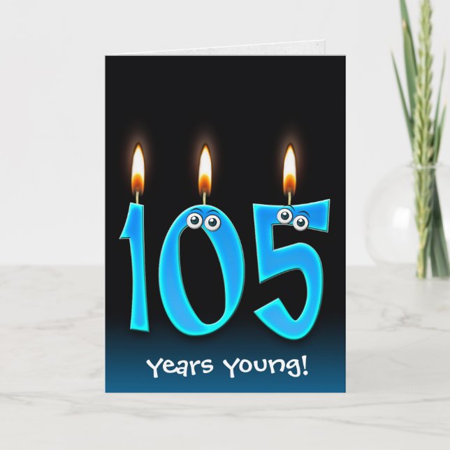 Carte 105e anniversaire bougies sur noir (Devant)