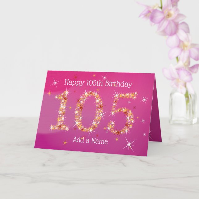 Carte 105e anniversaire - Nombre d'étoiles - rose - 105  (Orchidée)