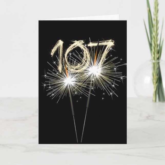 Carte 107e anniversaire Sparklers en noir (Devant)