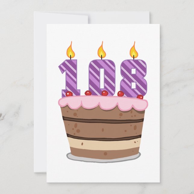 Carte 108 ans sur le gâteau d'anniversaire (Devant)