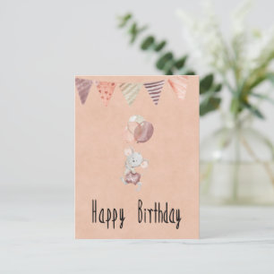 Carte (10,8 x 14,2 cm) - Little Mouse With Balloon