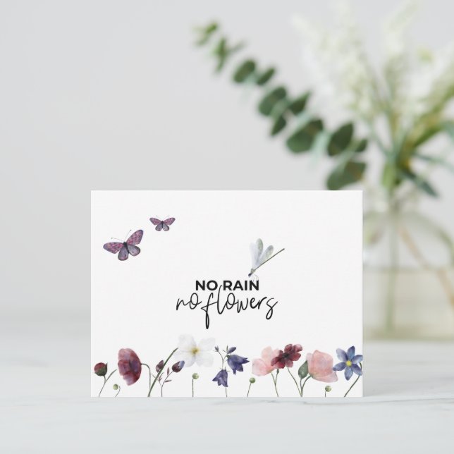 Carte (10,8 x 14,2 cm) - Pluie Et Fleurs (Debout devant)