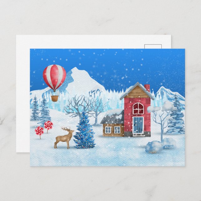 Carte (10,8 x 14,2 cm) - Scène de Noël (Devant / Derrière)