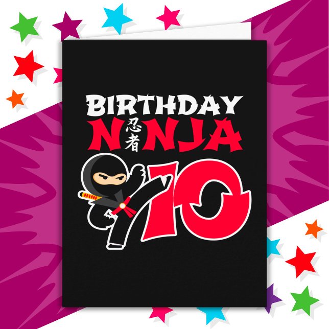 Carte 10 ans Karate Ninja Party Enfants 10e anniversaire (Créateur téléchargé)