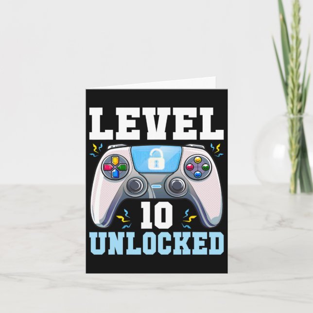 Carte 10 Jeu vidéo déverrouillé 10e Anniversaire Gamer B (Devant)