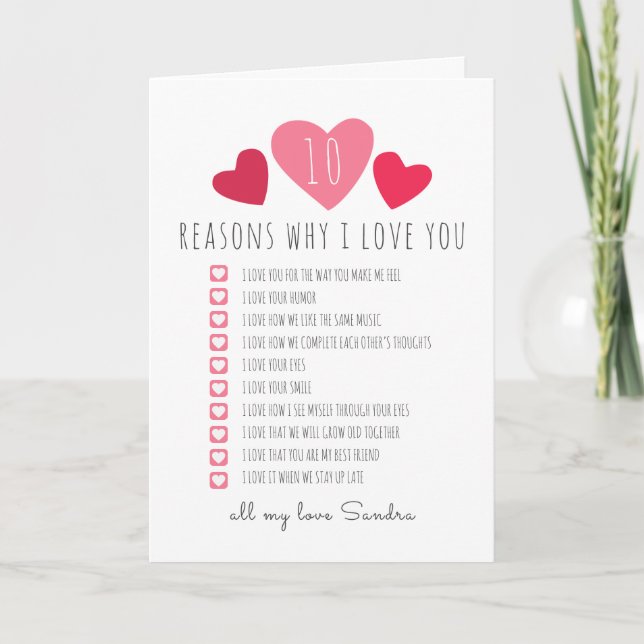 Carte 10 raisons J'aime Noël valentines photo cadeau (Devant)