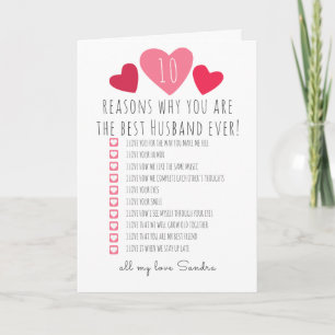 Carte 10 raisons meilleur mari jamais petit ami femme fi