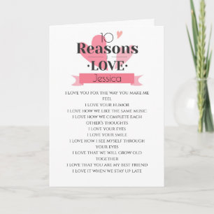 Carte 10 raisons pour lesquelles je vous aime coeur vale
