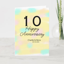 Carte 10 wedding anniversary yellow pastel name retro bo