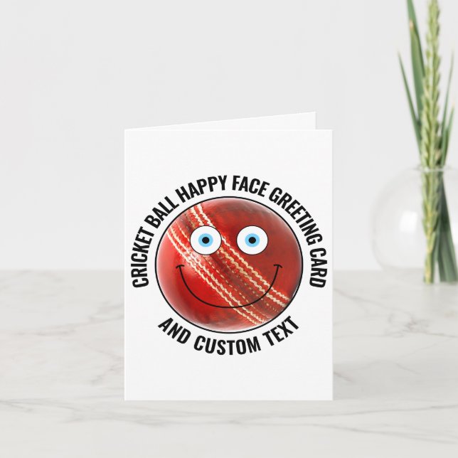 Carte 10 x Cricket personnalisé YES BLEUS Happy Face Gre (Devant)