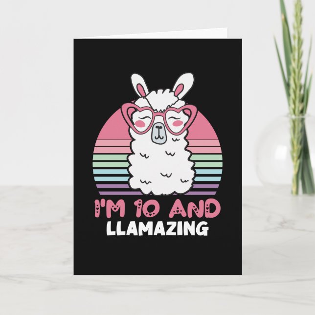 Carte 10 Years Old Bday Llamazing 10th Birthday Llama (Devant)