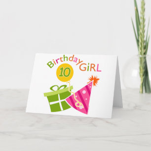 Carte 10e anniversaire - Anniversaire fille