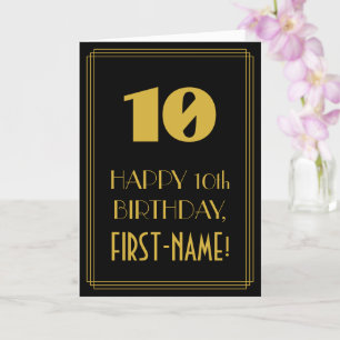 Carte 10e anniversaire - Art Déco Inspiré Look "10" & No