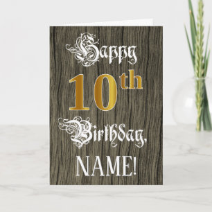 Carte 10e anniversaire : aspect or faux + motif imitatio