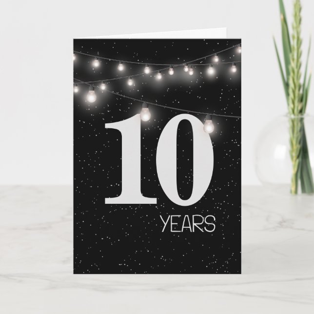 Carte 10e anniversaire avec lumières et étoiles (Devant)