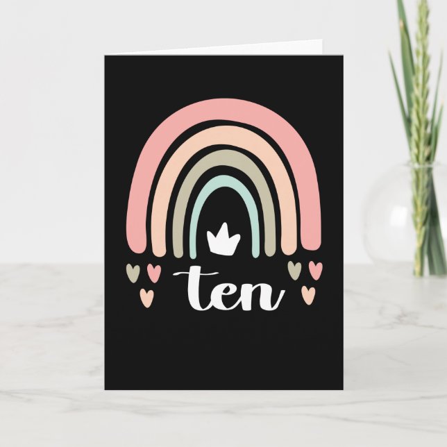 Carte 10e anniversaire Boho Rainbow Party Enfants 10 ans (Devant)