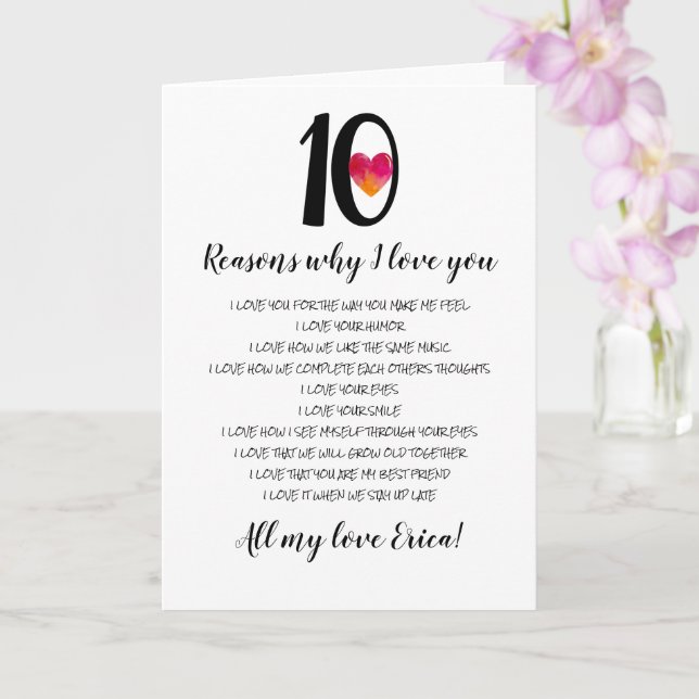 Carte 10e anniversaire du mariage valentines jour 10 rai (Orchidée)