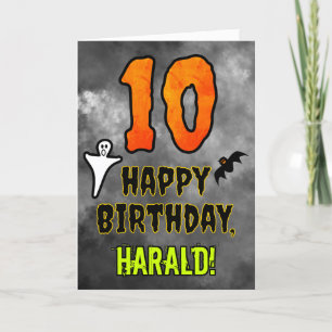 Carte 10e anniversaire : Eerie Halloween Thème + Nom per