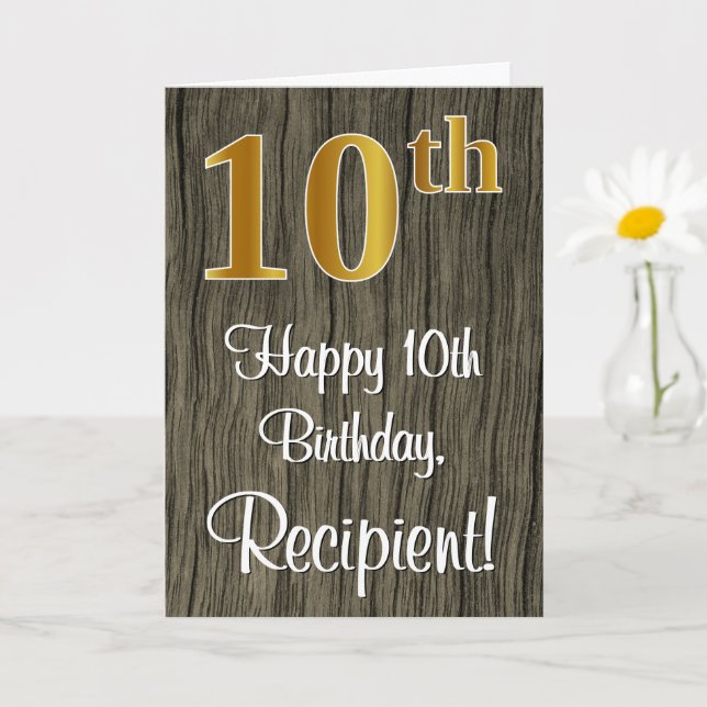 Carte 10e anniversaire : Elégant Faux Gold Look #, Faux  (Petite plante)