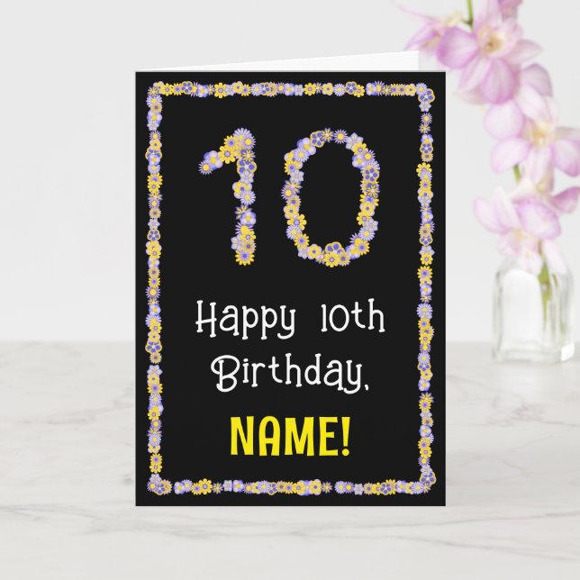 Carte 10e anniversaire : Floral Flowers Numéro, Nom pers (Orchidée)
